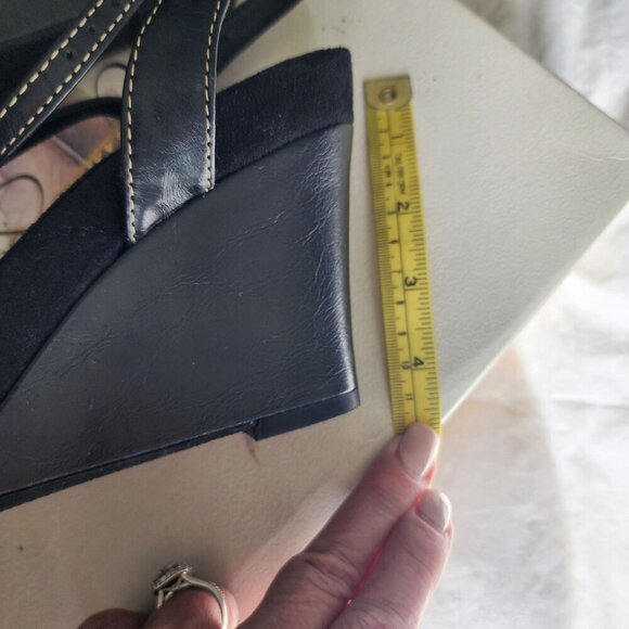 Aerosoles Black Strappy Platform Wedge Sandals Buckle Detail Adjustable Size 10 - Picture 11 of 14